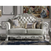 ACME Dresden PU & Antique White Finish Dresden Loveseat Model LV01689